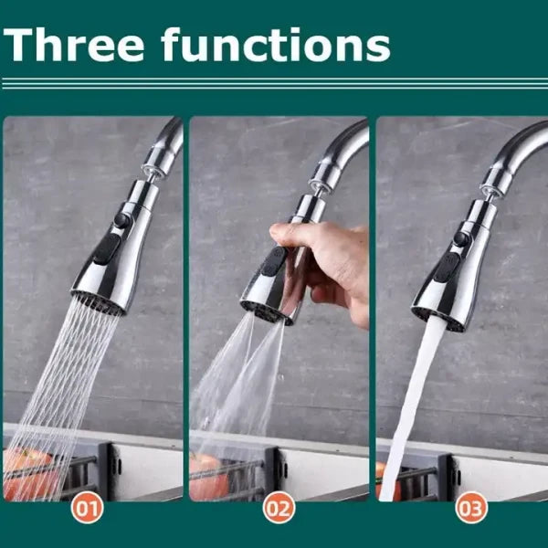 360° Rotating Movable Faucet Nozzle – 3 Mode Adjustable Splash-Proof Tap Extender