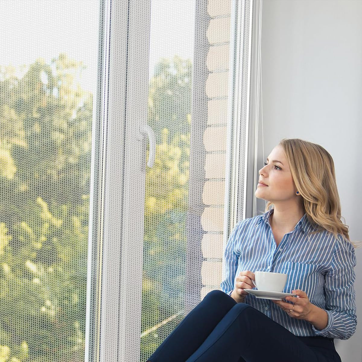 Nylon Window Screen Mesh with Self-Adhesive Tape – 150x150cm Washable & Cut-to-Size Insect Net