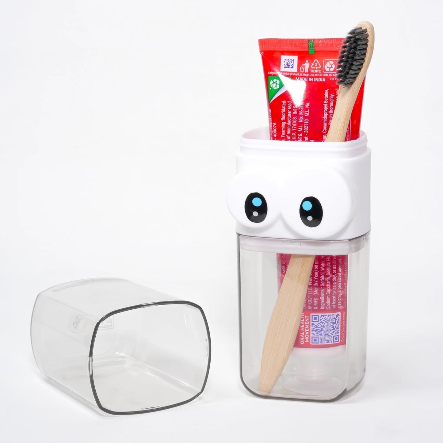Cute Cartoon Transparent Toothbrush Holder with Storage Container - Dust-Proof, Travel-Friendly Toothbrush Case with 2 Cups Inside - Ideal for Camping, Picnic, Trip, Travel