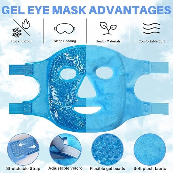 Hot & Cold Gel Bead Face & Eye Mask – Relieves Puffiness, Dark Circles, Migraines & Stress