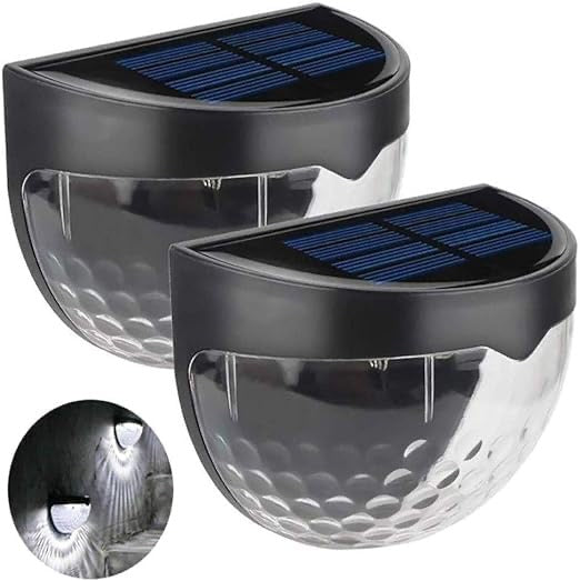 Solar Fence Deck Light, Decorative Lamp Outdoor LED Garden Lighting Solar Powered Wall Lights for Patio, Yard, Garage, Stairway, Gate, Driveway (2pcs Set)