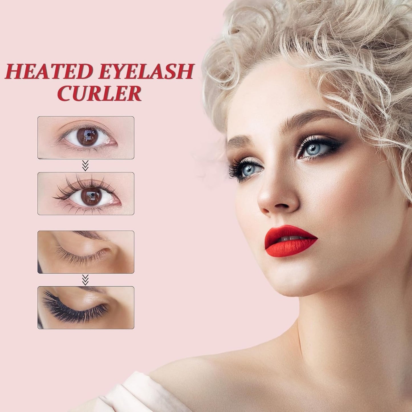 Heated Eyelash Curler, Electric Heated Lash Curler Rechargeable, 2 Heating Modes with Sensing Heating Silicone Pad, Portable Handheld Makeup Tools for Women