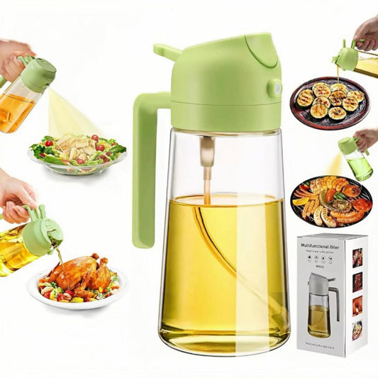 2-in-1 Olive Oil Dispenser Bottle – 500ml Spray & Pour with Upgraded Nozzle