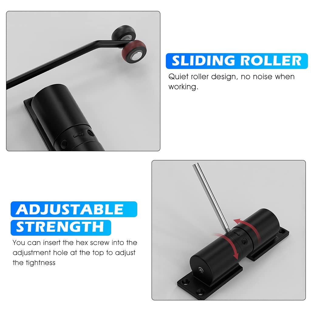 Door Closer, Zinc Alloy Automatic Safety Spring, Adjustable Closing Door Hinge, Quiet Door Closer for Wooden or Metal Door, Security Door, Weight Up to 30 Kgs