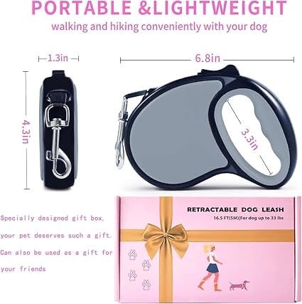 Retractable Dog Leash Single Handed Fast Lock Braking System Dogs Cats Rope Pink 3m | Pet Supplies | Dog Supplies | Leashes & Head Collars