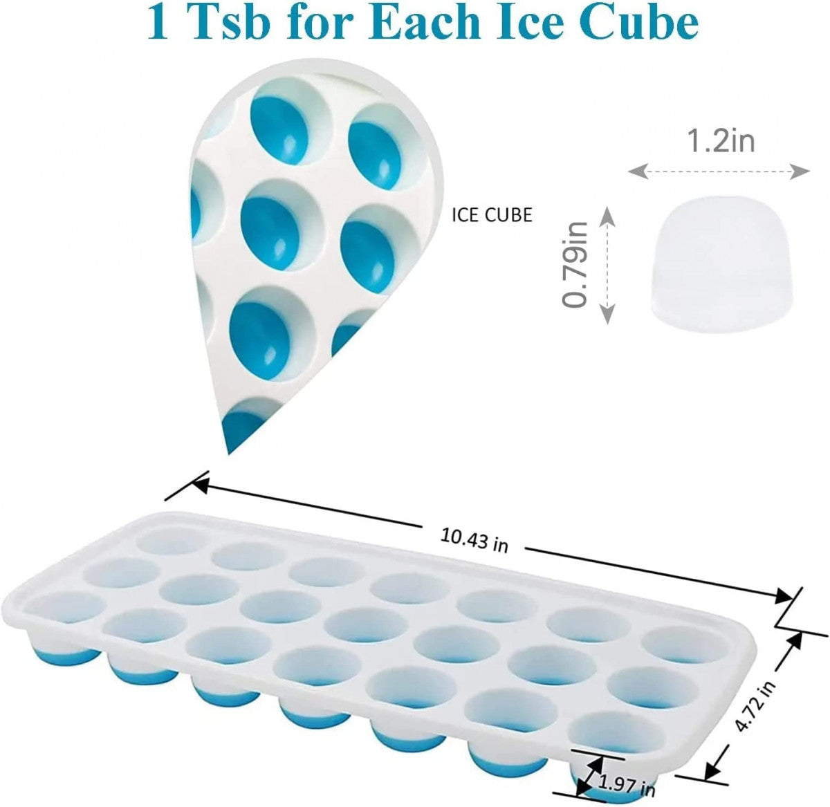 21-Cavity Silicone Pop-Up Ice Cube Tray with Lid – Easy Release, Stackable & BPA-Free