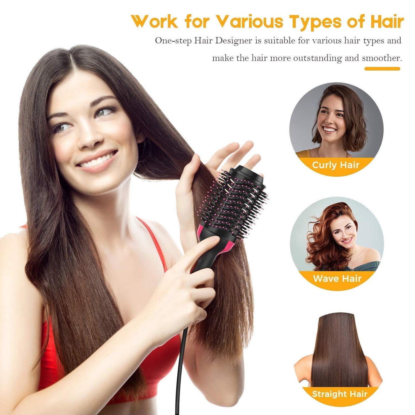 One Step Hair Dryer & Volumizer Brush – 3-in-1 Styler, Curler & Straightener