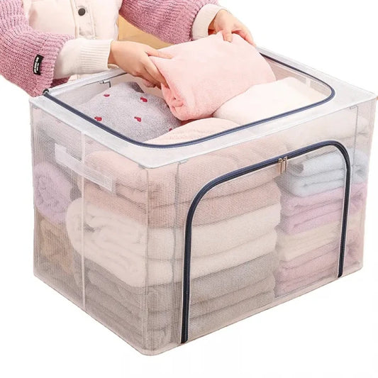 Transparent 66 Litre Cloth Storage Bag – Large Foldable Wardrobe Organizer