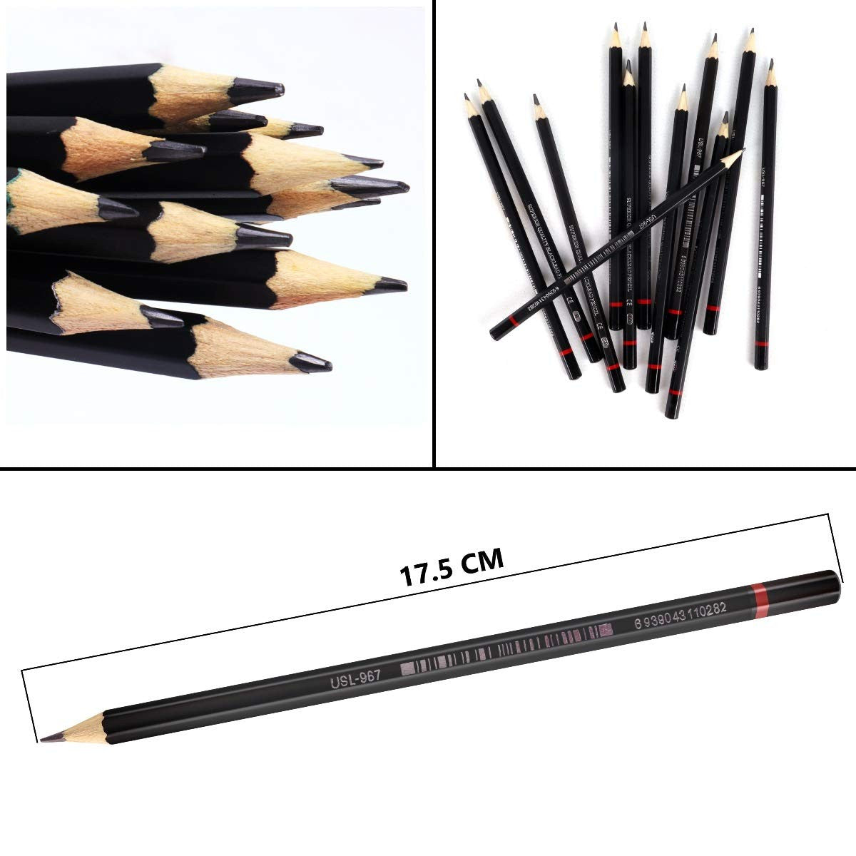Artist Sketching & Drawing Pencil Set – 12 Pencils with Metal Storage Case (B to 8B, HB, H, 2H, F)