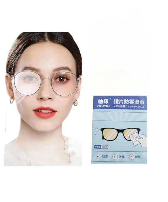 24-Hour Anti-Fog Lens Wipes – 100 Individually Wrapped Glasses & Screen Cleaners | Streak-Free, Pre-Moistened, Travel-Friendly