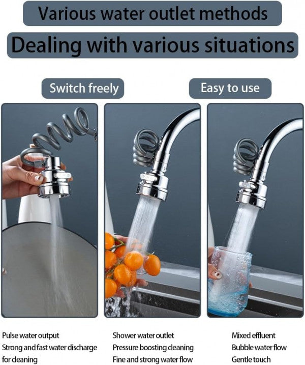 360° Rotatable Swivel Faucet Extender – 3-Mode Splash-Proof Tap Nozzle