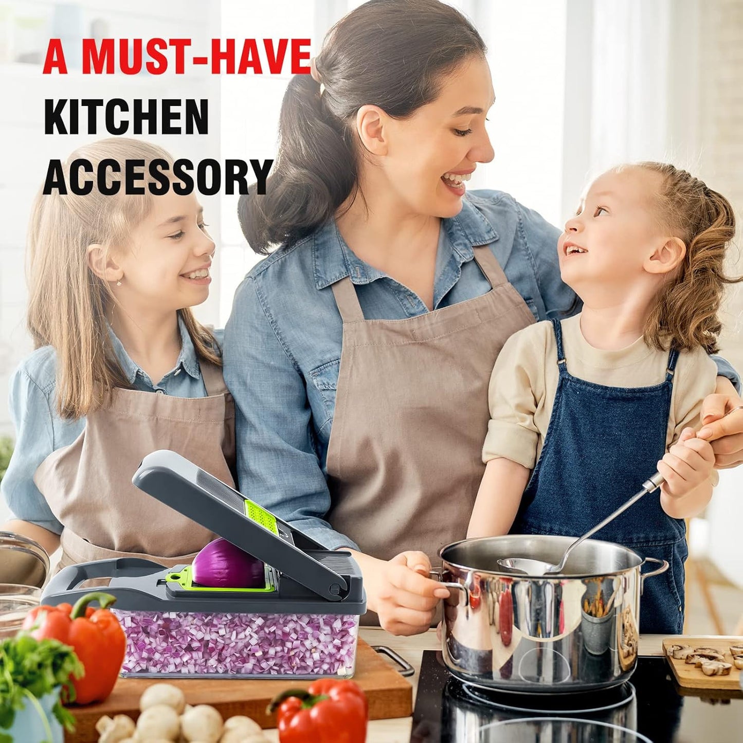 16-in-1 Vegetable Chopper – Multifunctional Slicer, Dicer, Cutter & Grater | 8 Interchangeable Blades | 1.2L Container