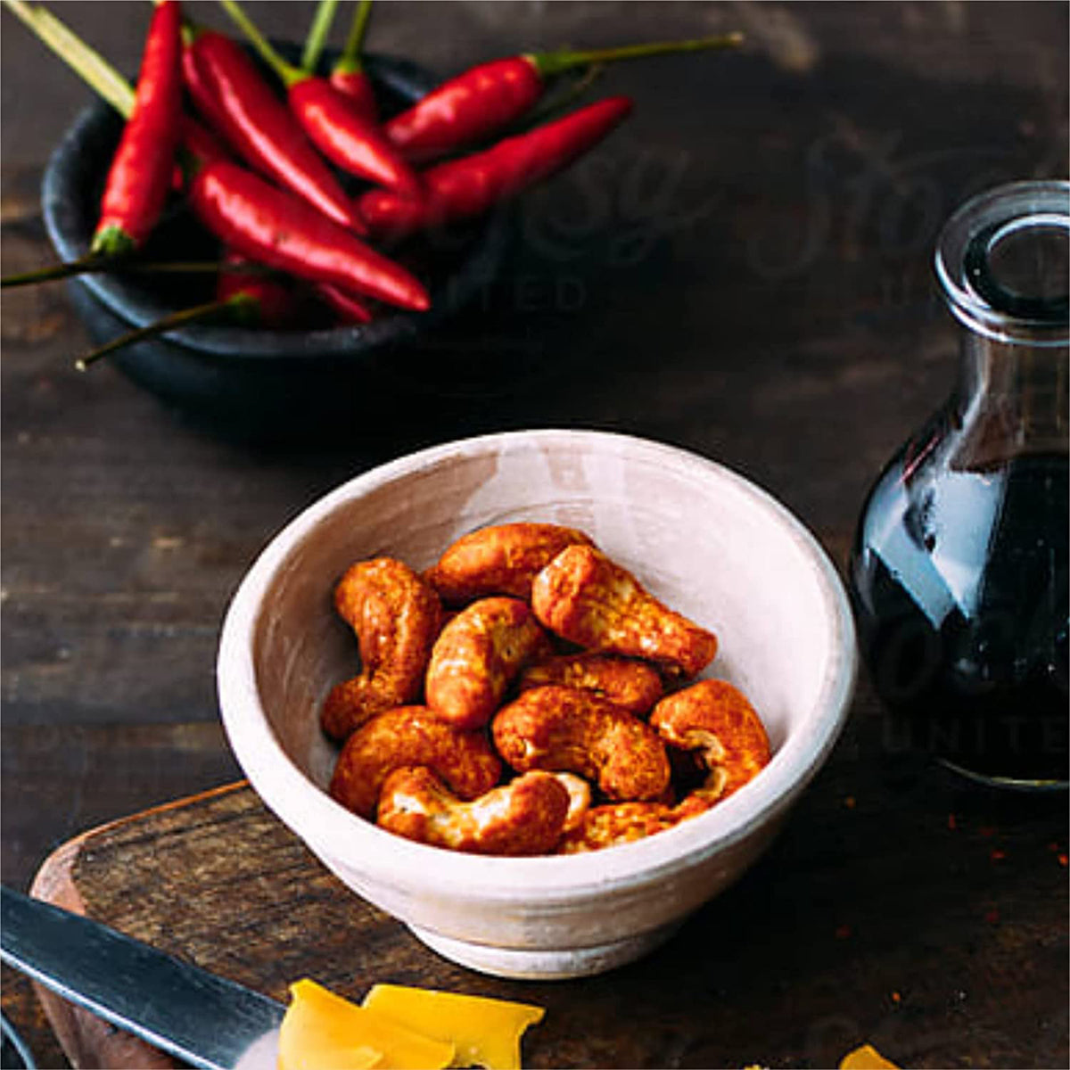 Red Chilly Cashews Nuts Whole | Dry Oven Masala Roasted Salted, Non Fried, Oil Free, Premium Quality Crunchy Kaju Snack | Spicy Low Sodium Dry Fruits