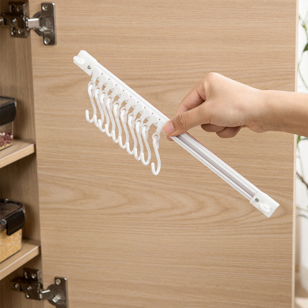 Kitchen Cabinet Wall Sliding Hook – No-Drill Self-Adhesive Multi-Purpose Organizer Rack