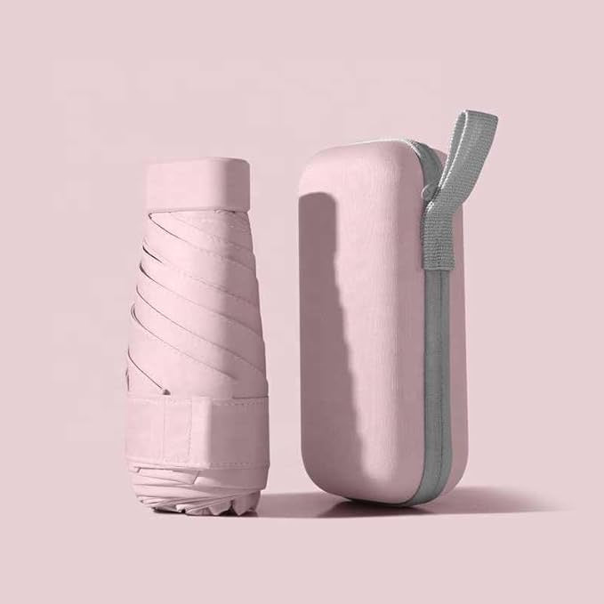 Travel Mini Folding Compact Umbrella with Case, Manual Open 6 Ribs Lightweight Portable, Small Sun & Rain Pocket Umbrella for Girls and Women- Use in Rain & Summer Square Anti Uv Small Mini Six-Fold Pocket Umbrella Business Gifts Foldable Umbrella