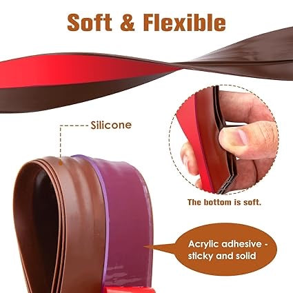 Silicon Door Bottom Sealing Strip | Self Adhesive Door Gap Filler Rubber | Door Bottom Sealing Strip Guard | Protector from Cockroach, Insect, Bugs, Air & Dust | (39 Inch, Brown)