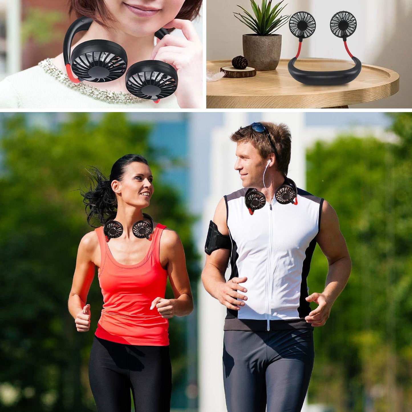 Portable Neck Fan – Hands-Free Rechargeable Dual Head Personal Cooler