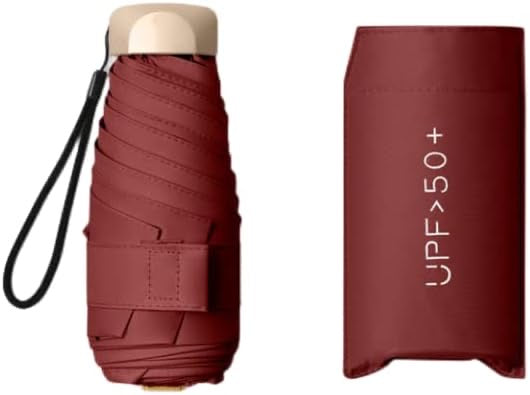 Mini Travel Sun Umbrella with Case, Small Compact UV Protection Umbrella for Sun and Rain, Lightweight Windproof Umbrella for Women Men Kids Umbrella Windproof Umbrellas Portable Folding Manual Umbrella Women Men Ultralight Rain Sun Umbrella Anti Uv