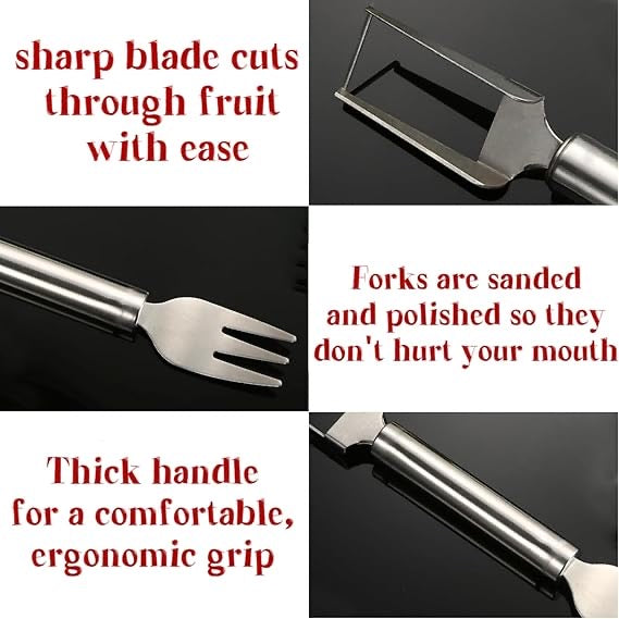 2-in-1 Watermelon Fork & Cutter | Stainless Steel Fruit Cube Slicer for Watermelon, Mango, Pear & More | Easy-to-Use Summer Kitchen Tool