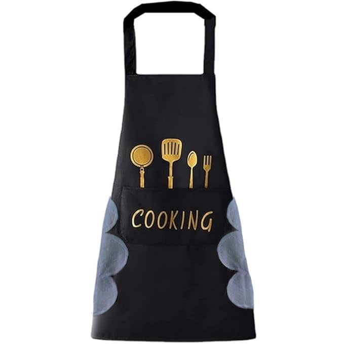 Cute Kitchen Apron Cooking Apron for Women Couple Waterproof with Pocket and Hand-Wiping Area Apron for Cooking, BBQ, Kitchen, Garden