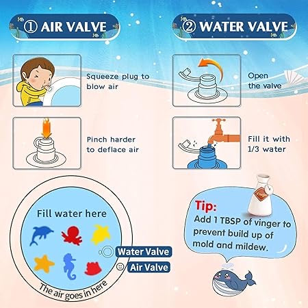 Tummy Time Water Mat Inflatable Round Shape Baby Water Play Mat for Babies and Toddlers Baby for 3 to 24 Months