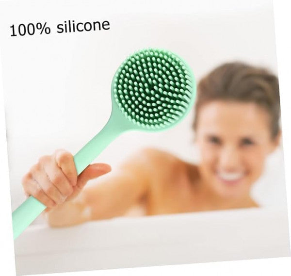 Silicone Bath Brush with Long Handle – Dual-Sided Scrub & Massage, Gentle Exfoliation, Hygienic & Eco-Friendly