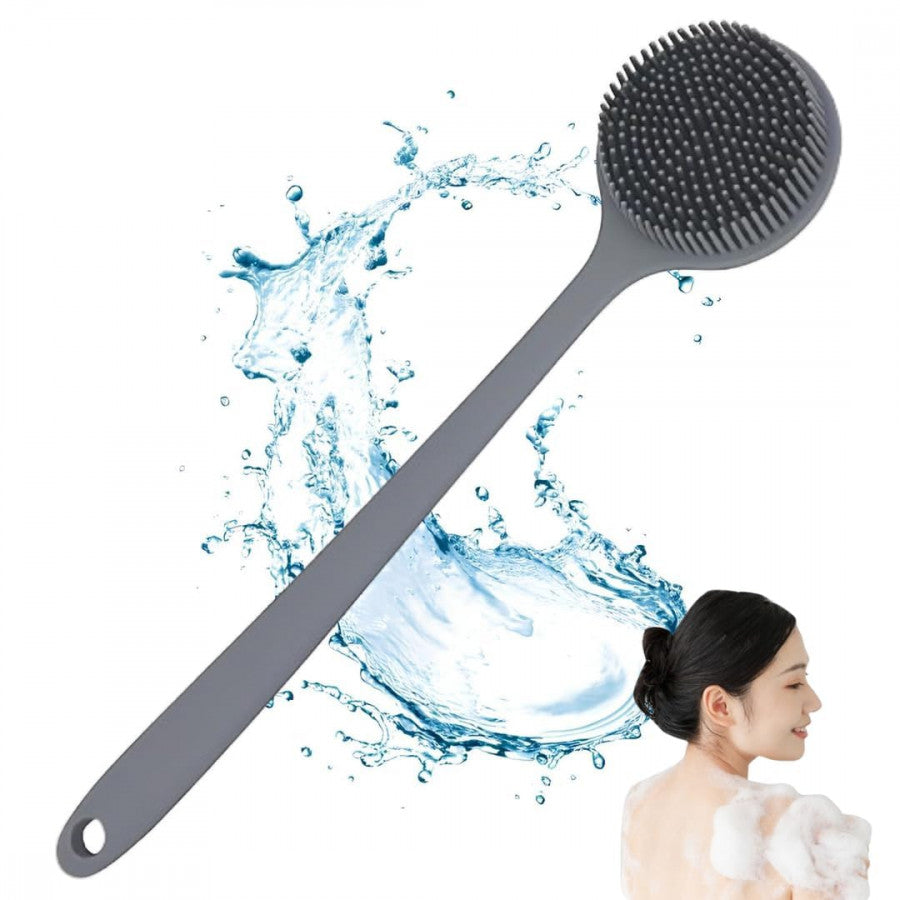 Silicone Bath Brush with Long Handle – Dual-Sided Scrub & Massage, Gentle Exfoliation, Hygienic & Eco-Friendly