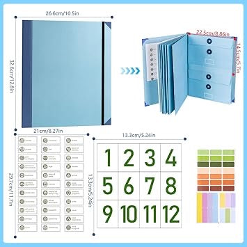 Folio Folder with Pockets – Important Document & Family Emergency Organizer Binder - Multicolor