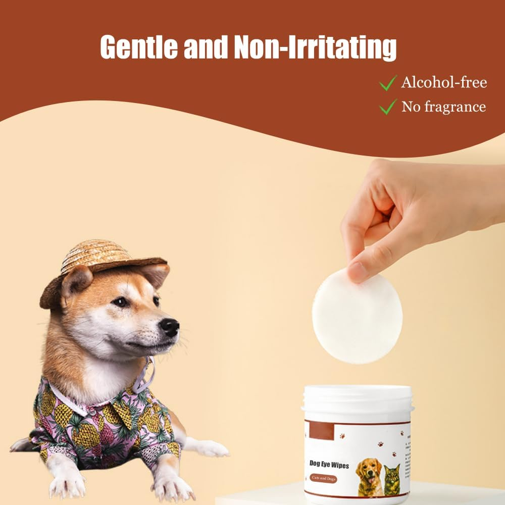 Dog Eye Wipes, Tear Stain Remover for Dogs, Cat Eye Wipes, Cleans Eye and Face Stains, No Fragrance, Reduce Eye Problems - 200 wipes pack