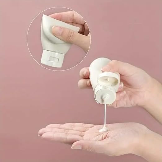 Travel Bottle, Leak Proof Refillable Squeezable Containers Set (60 ml) with 6 Label & Transparent Carry Bag for Liquid Shampoos, Soap & Toiletries Mini Essentials (3pcs Pack)