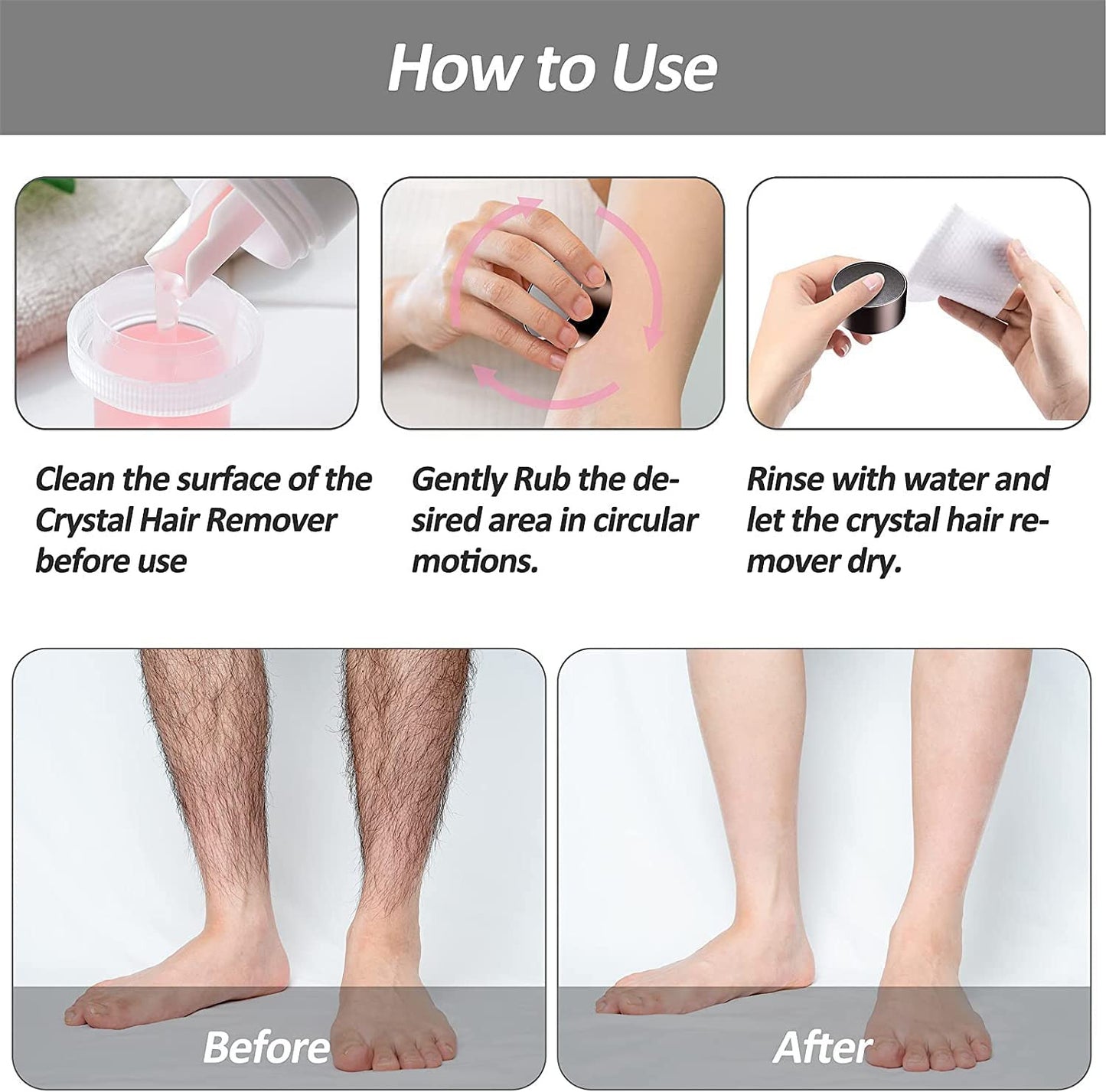 3-in-1 Painless Crystal Hair Eraser | Hair Removal + Foot Rasp + Skin Smoother
