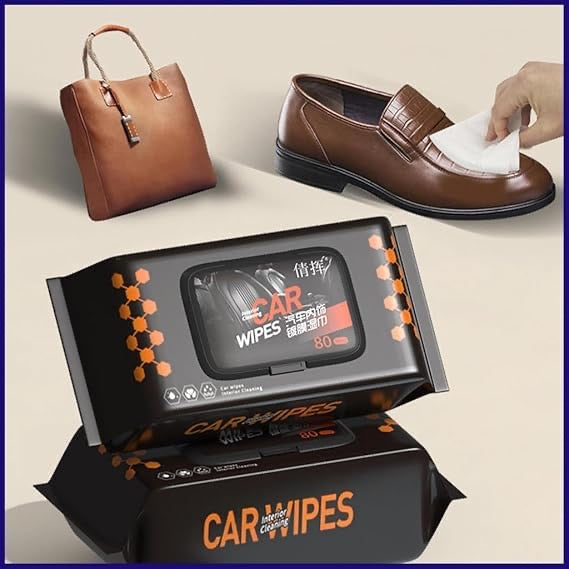 Microfiber Wet Cloth Wipes | Car Dashboard Polish, Car Scratch Remover Tissue | Car Cleaning Wipes for Leather Seat Accessories | Glass Window Cleaner (80 wipes Pack)