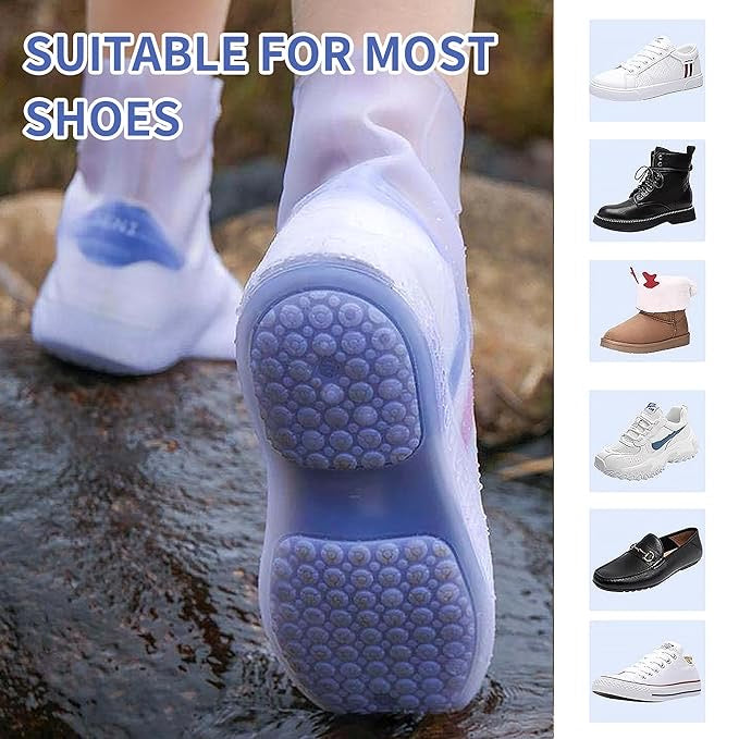 Rain Boot Covers Waterproof Rain Shoe Covers Silicone Shoe Protector Overshoes Sand Control NonSlip Foldable Reusable Galoshes for Men Women Rainy Outdoor Cycling Fishing Camping (Multicolor)