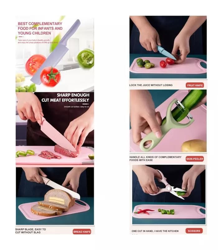 6-Piece Colorful Kitchen Knife Set – High Carbon Stainless Steel, Non-Stick Coating, Ergonomic Handles with Gift Box