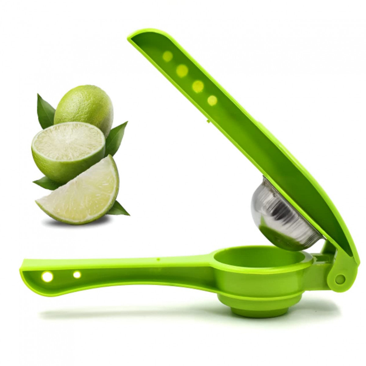 Unbreakable Plastic Lemon Squeezer with Stainless Steel Opener – Green