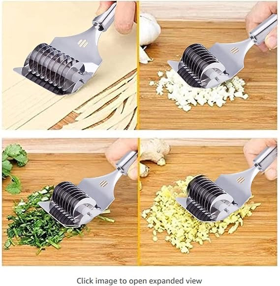 Stainless Steel Pasta Noodle Cutter, High Grade Stainless Steel Pasta Spaghetti Maker Noodle Lattice Roller, Dough Cutter Mincer Kitchen Cooking Tools