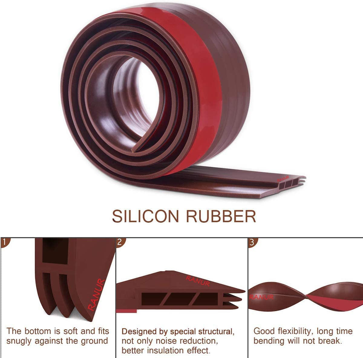 🚪 Door Bottom Sealing Strip – 1 Meter Brown | Energy-Saving, Waterproof & Soundproof