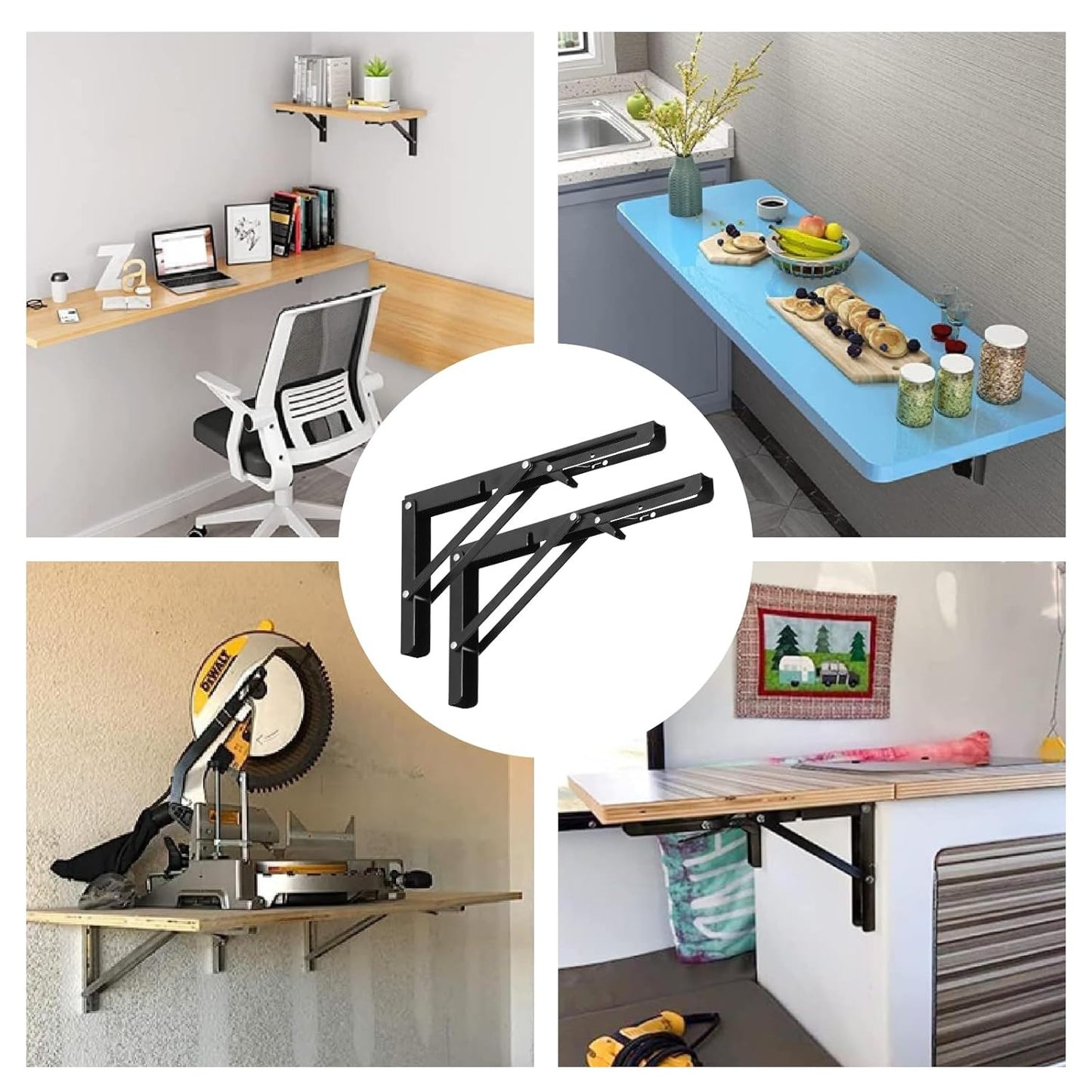 Folding Shelf Brackets (Pack of 2) – Heavy Duty, Space-Saving Wall Mount - 40 CM