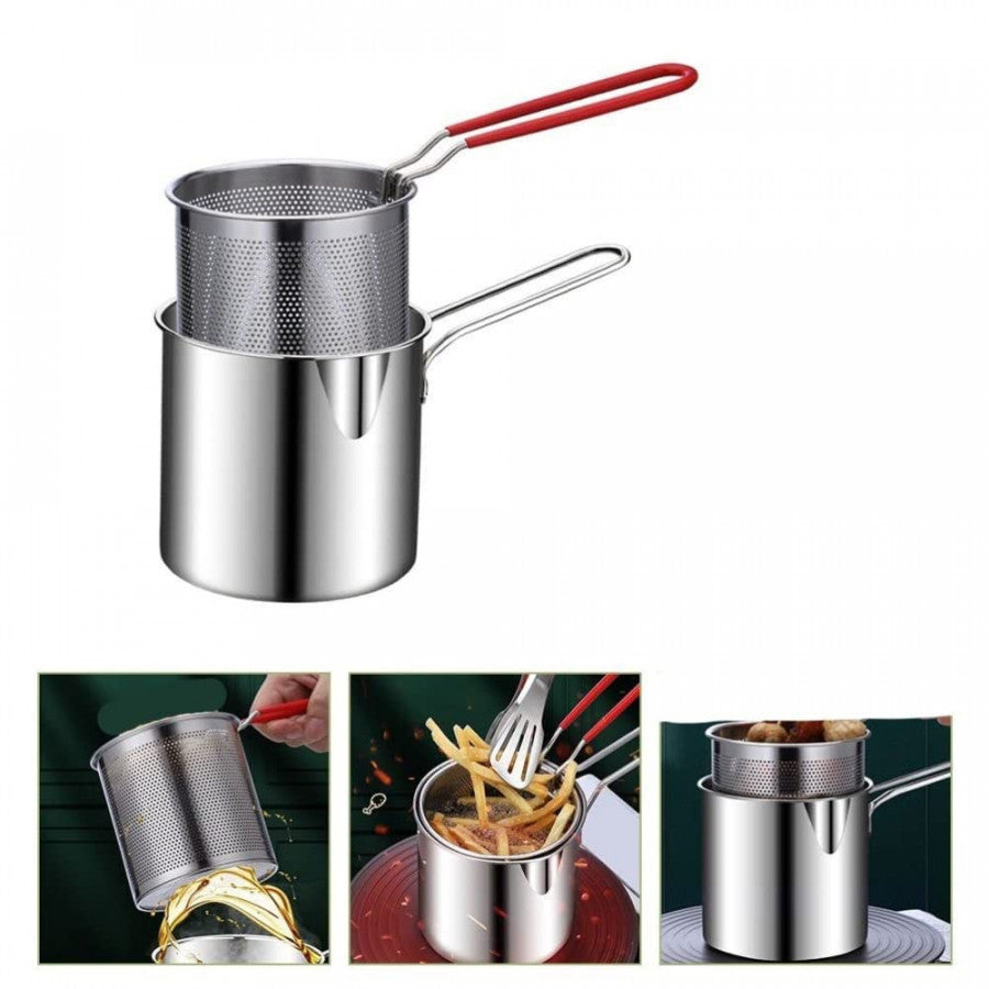 Stainless Steel Deep Fryer Pot with Basket – Oil Temperature Control, Non-Stick, Multi-Purpose Cooking Pot