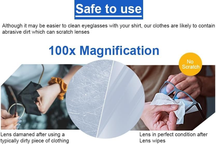 24-Hour Anti-Fog Lens Wipes – 100 Individually Wrapped Glasses & Screen Cleaners | Streak-Free, Pre-Moistened, Travel-Friendly