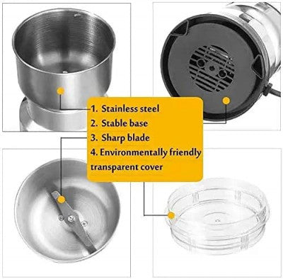 Electric Coffee Grinder 300W – Fast Bean Crusher for Coffee, Spices & Grains | One-Touch Stainless Steel Mill