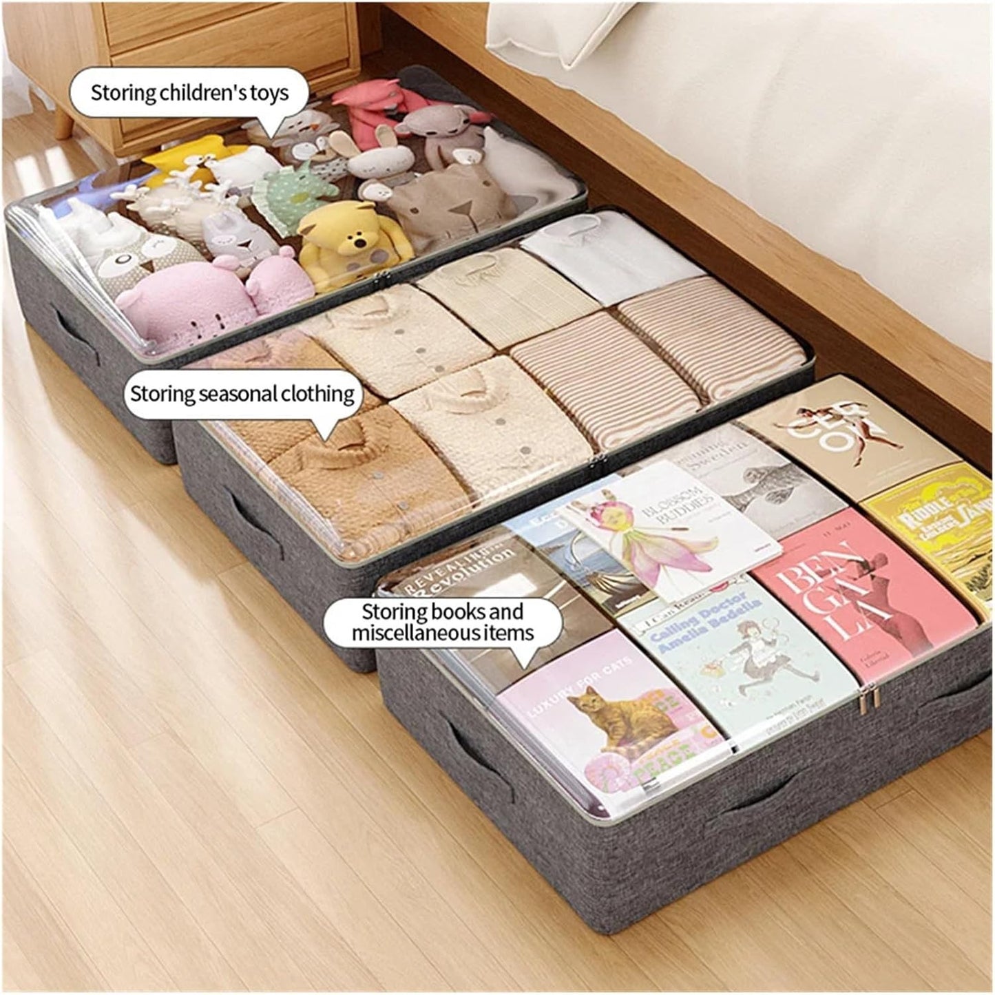 🛏️ Big Under-Bed Storage Box with Zipper Cover – Space-Saving Organizer