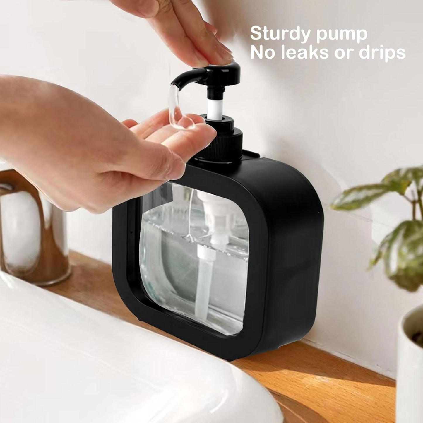 🧴 Square Liquid Dispenser – 500ml Soap Pump Bottle with Sleek Black Design