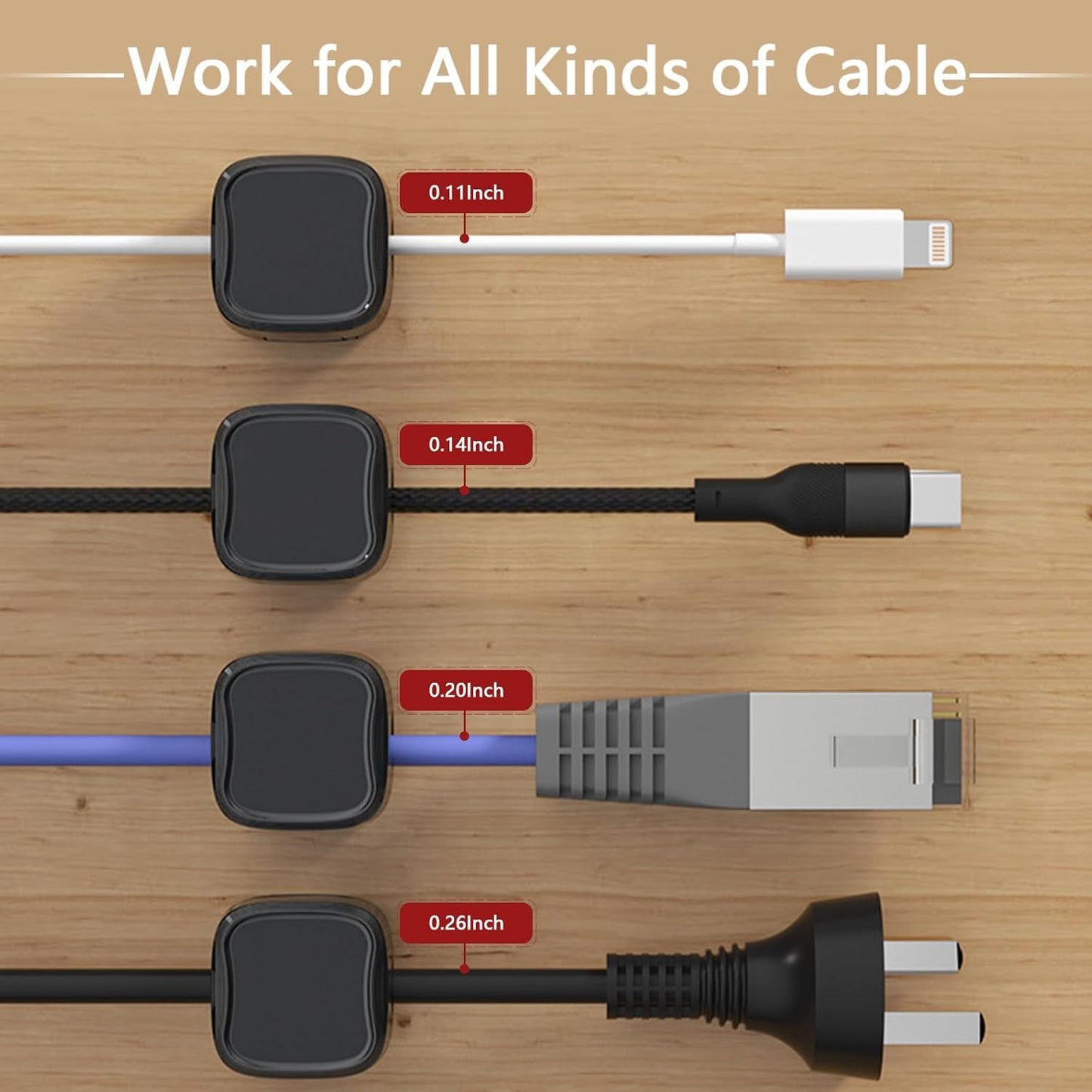 6 Pack Magnetic Cable Clips – Cord Organizer for Desk, Car & Home