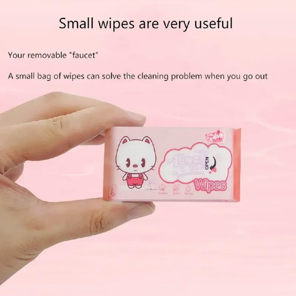 Mini Baby Wipes Disposable Portable Pocket Water Wipes Baby Skin Care Wet Tissue Travel Children Baby Hand & Face Baby Sanitizing Cleansing/Moisturising Wipes For Fresh (64 Wipes Pack)
