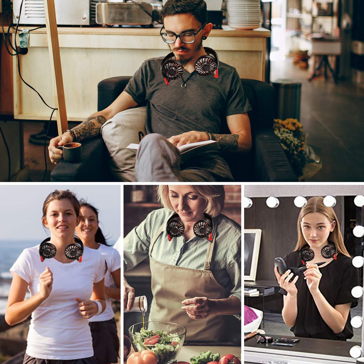 Portable Neck Fan – Hands-Free Rechargeable Dual Head Personal Cooler