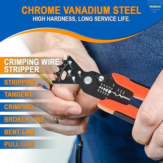 5-in-1 Wire Stripper & Bending Pliers – Multifunctional Electrician Tool for Cutting, Stripping, Crimping, Winding & Wrenching, Non-Slip Handle