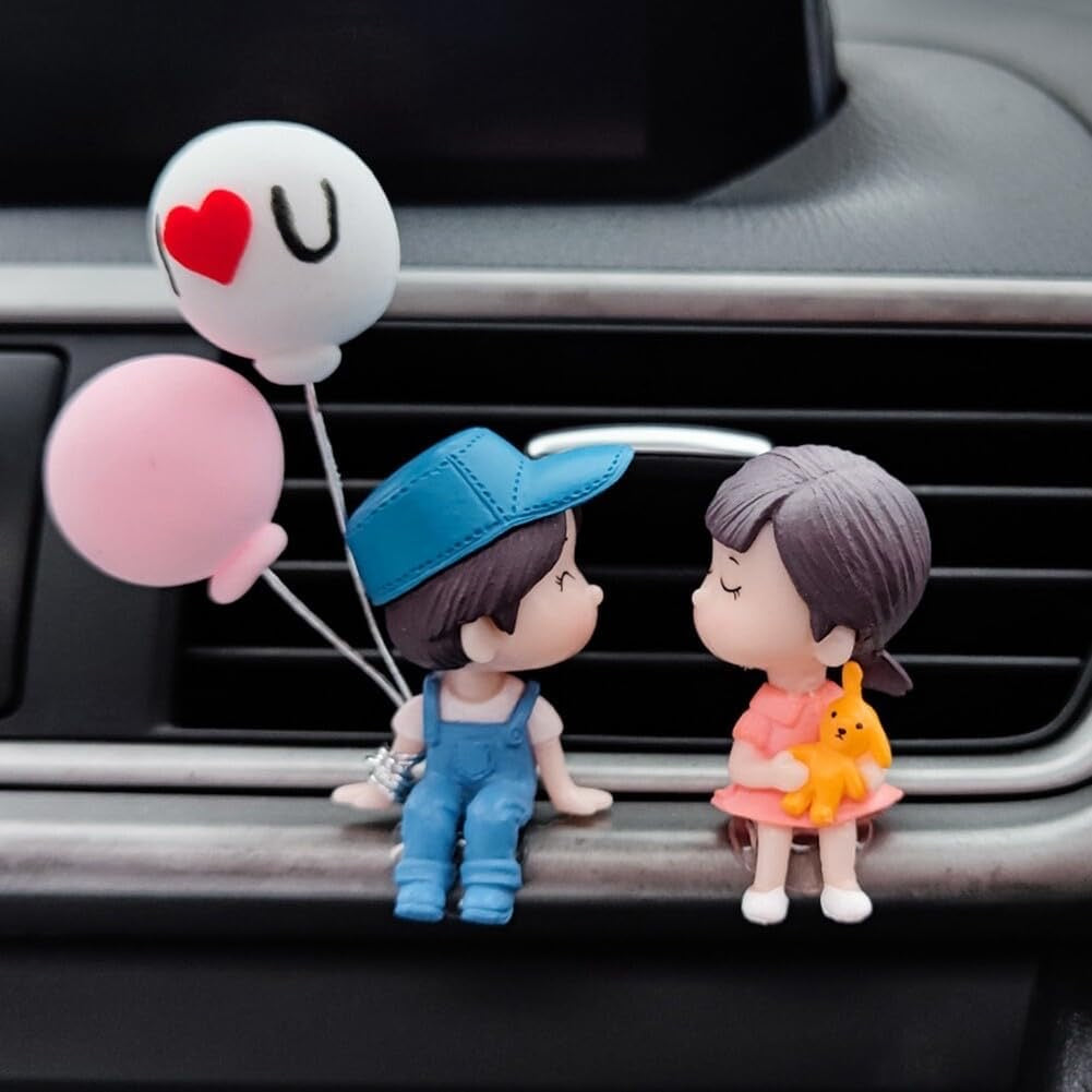 Car decoration, cute cartoon couple, action figure, balloon ornament, resin balloon couple figurines garden ornament, cute doll couple ornaments