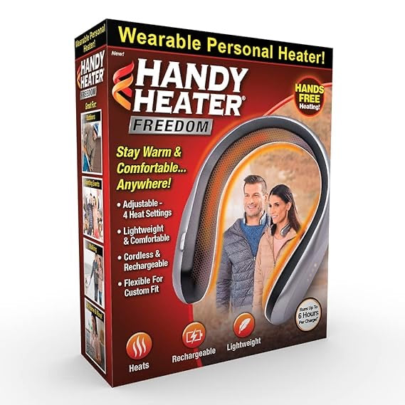Handy Heater Freedom - Wearable Neck Heater for Cold Winters, 4 Heat Settings & Comfort-Heat Technology, Cordless Personal Heater for On-the-Go Heating, USB Rechargeable, 6 Hour Battery Life