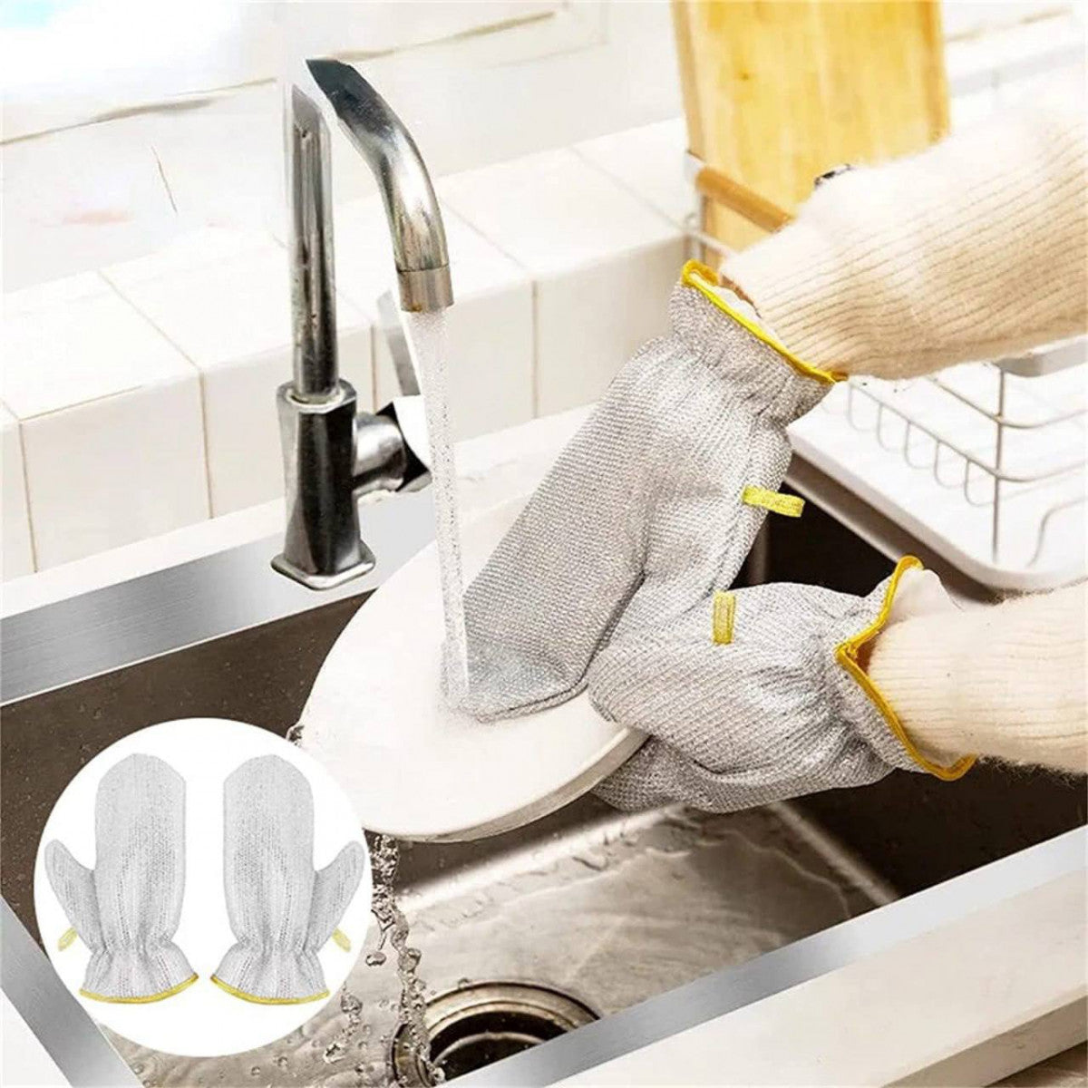 Reusable Wire Dishwashing Gloves – Waterproof & Durable (1 Pair, Multicolor)